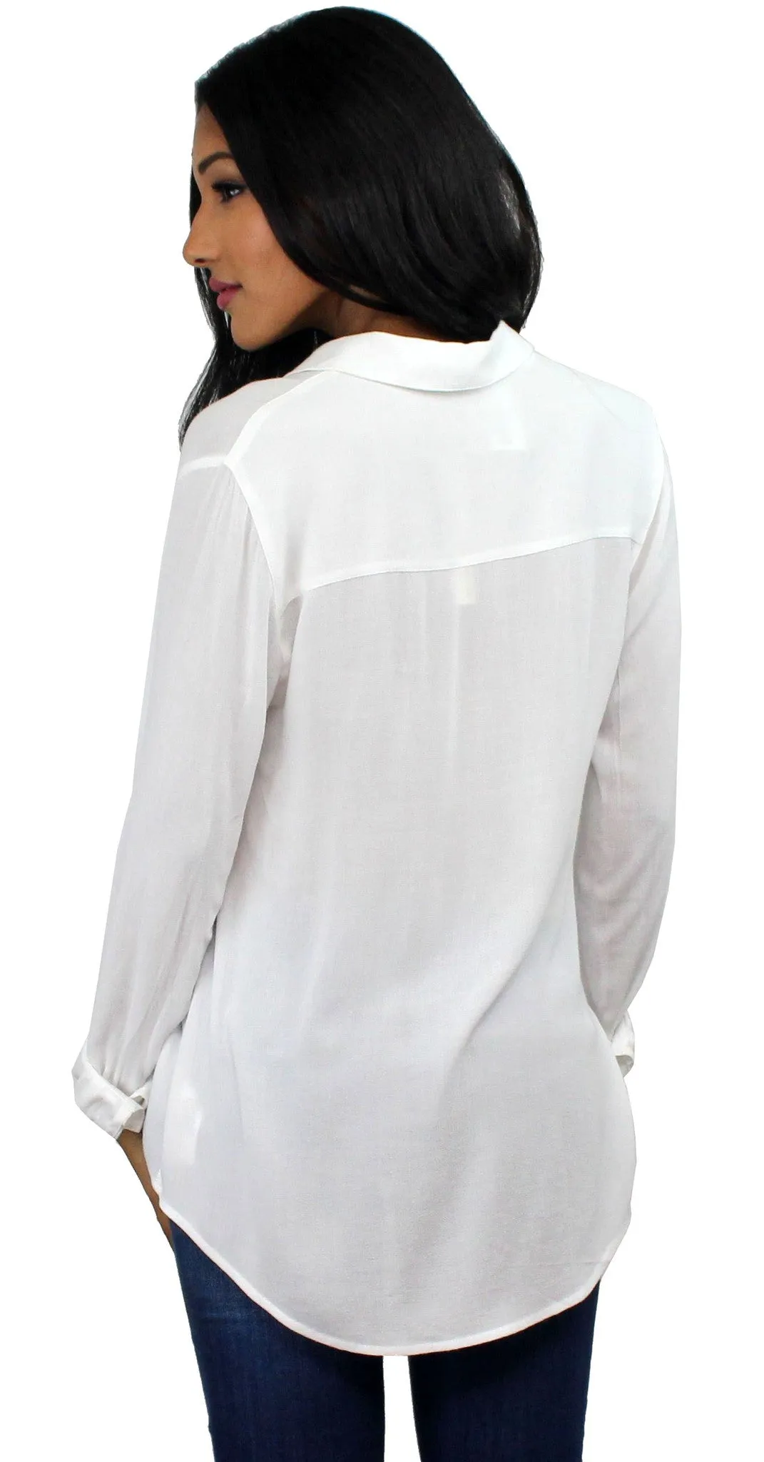 Simple Times White Long Sleeve Top