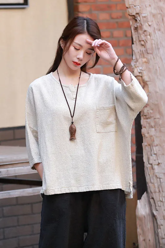 Simple woven tank with long sleeve top J009-21