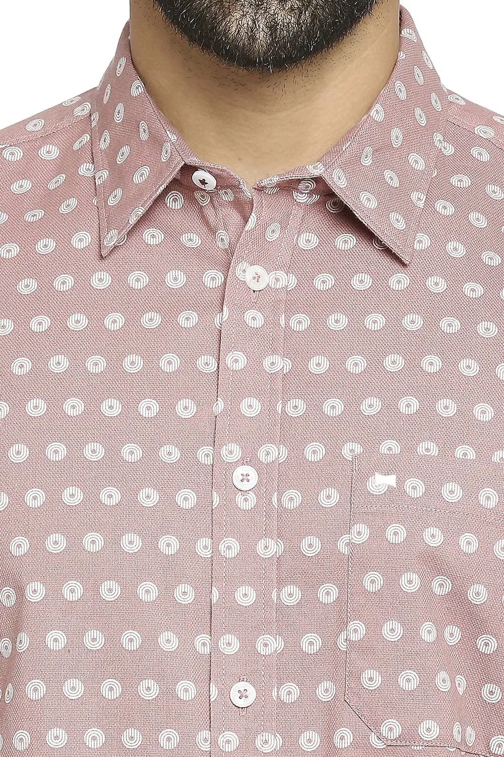 Slim Fit Cotton Dobby Printed Halfsleeves Shirt