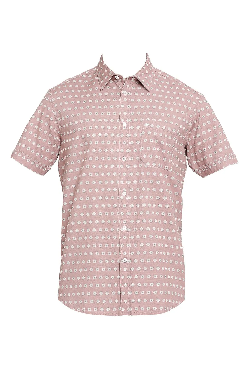 Slim Fit Cotton Dobby Printed Halfsleeves Shirt