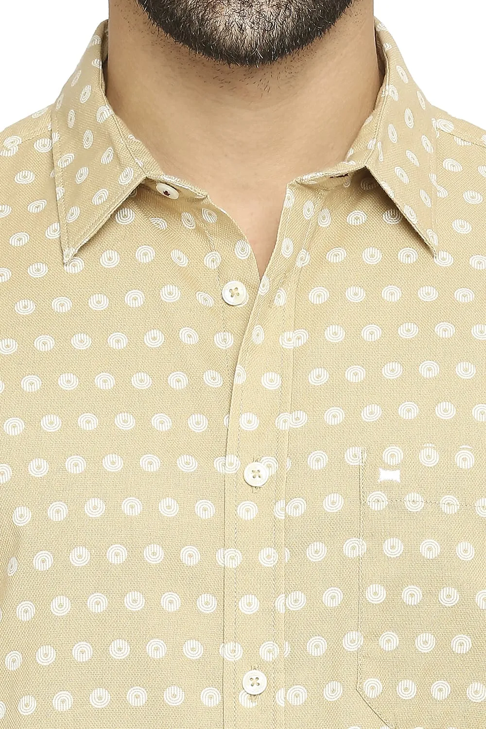 Slim Fit Cotton Dobby Printed Halfsleeves Shirt