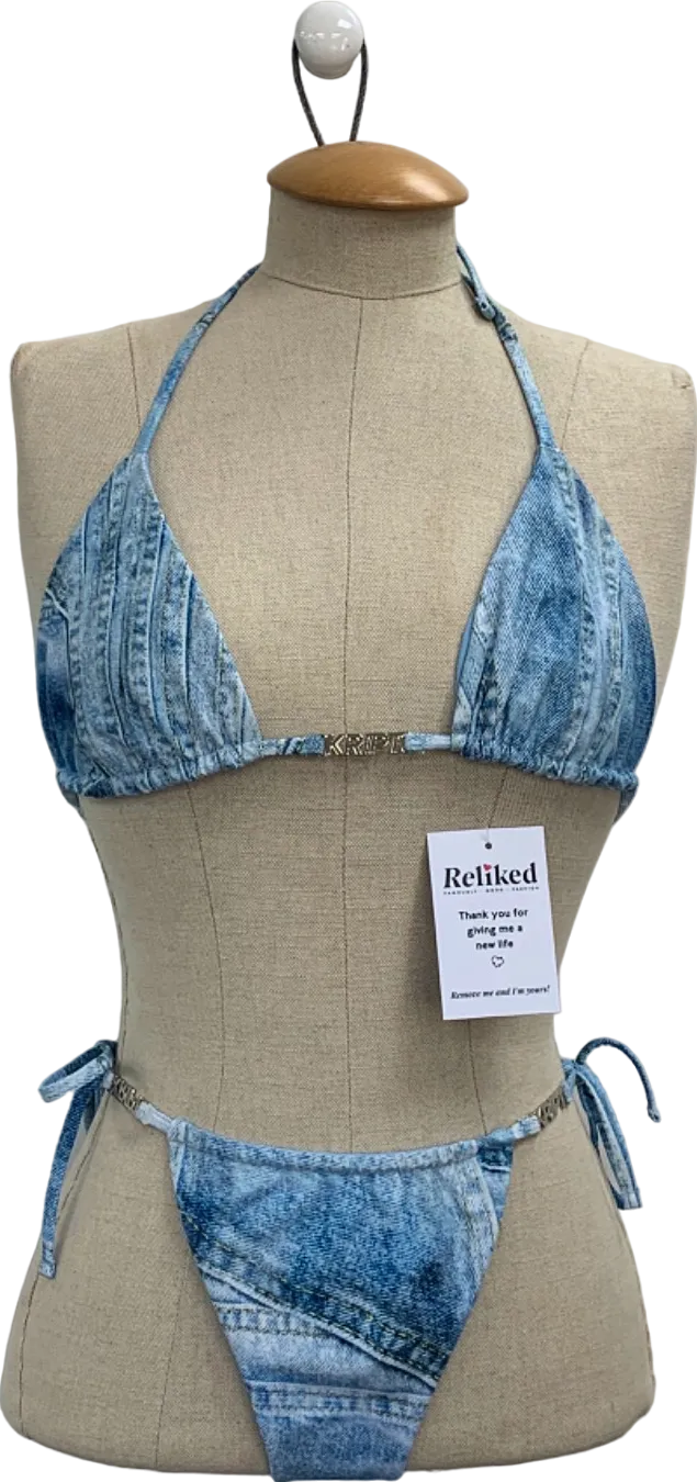 The Kript Blue Denim Bikini Set UK M