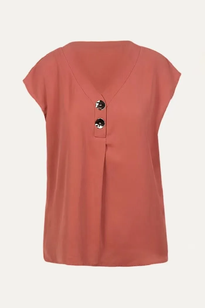 The Moment Collection Solid Color V-neck Sleeveless Top