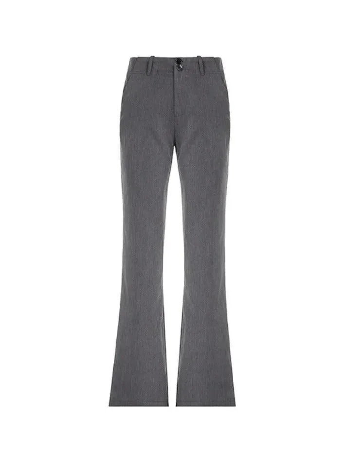 Versatile Gray Low Rise Tailored Pants