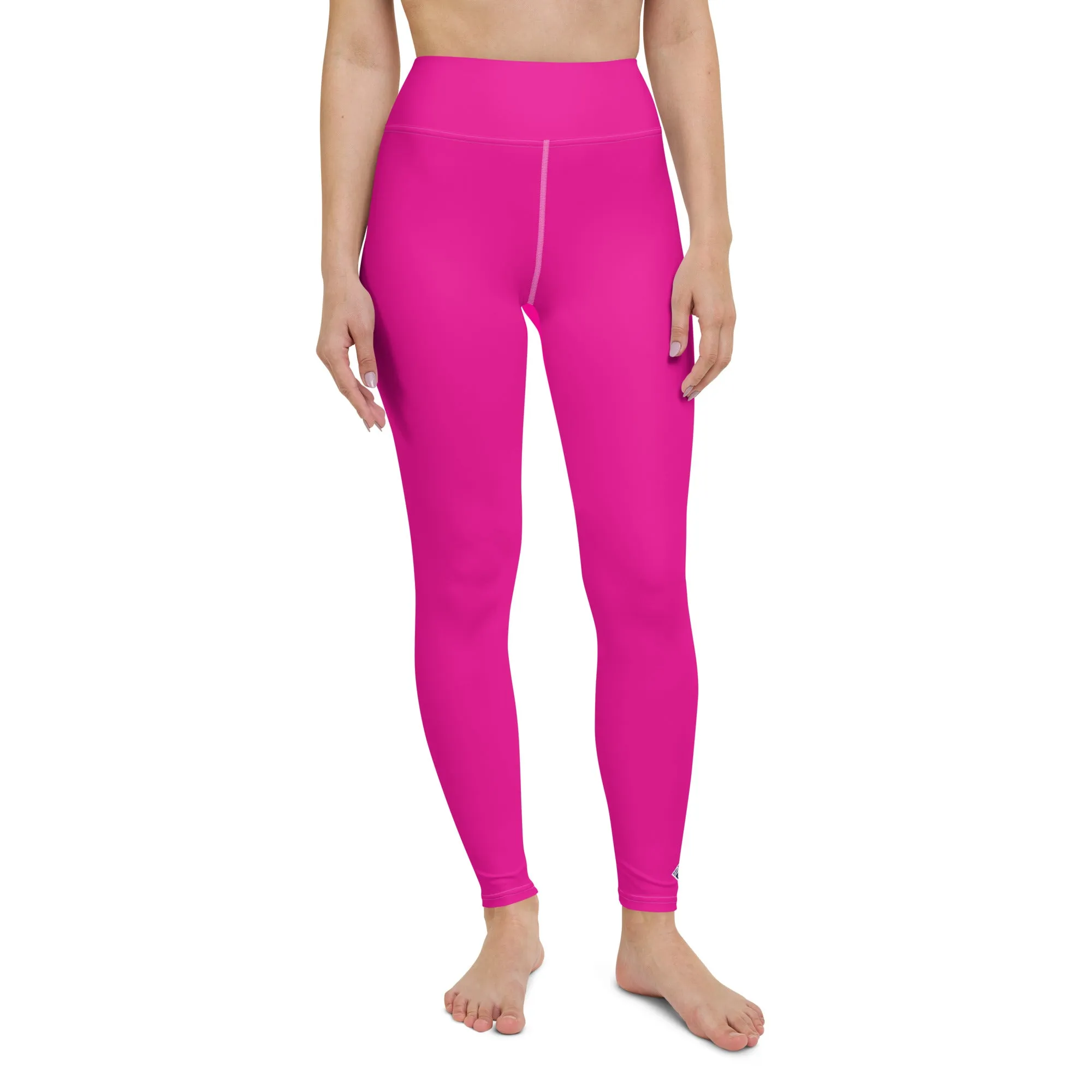 Versatile Style: Women's Solid Color Workout Yoga Pants - Hollywood Cerise