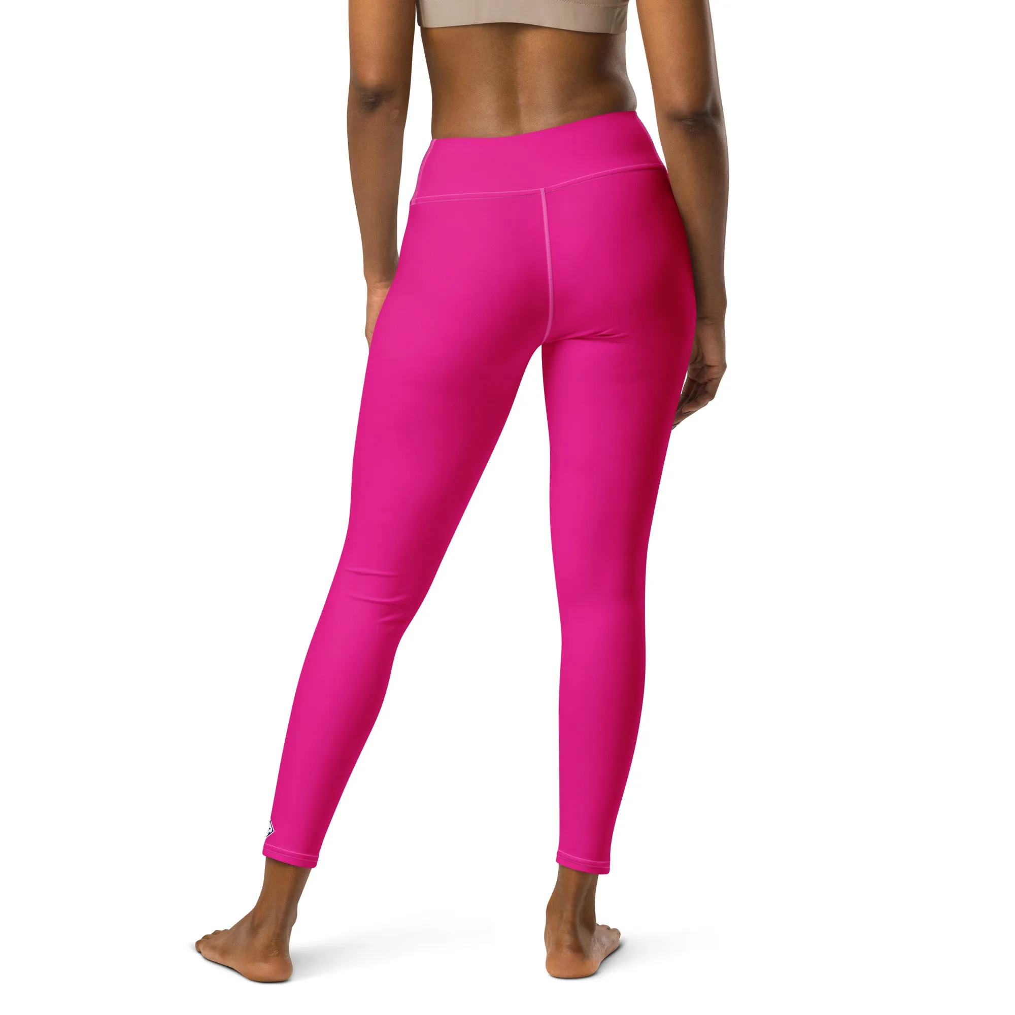 Versatile Style: Women's Solid Color Workout Yoga Pants - Hollywood Cerise