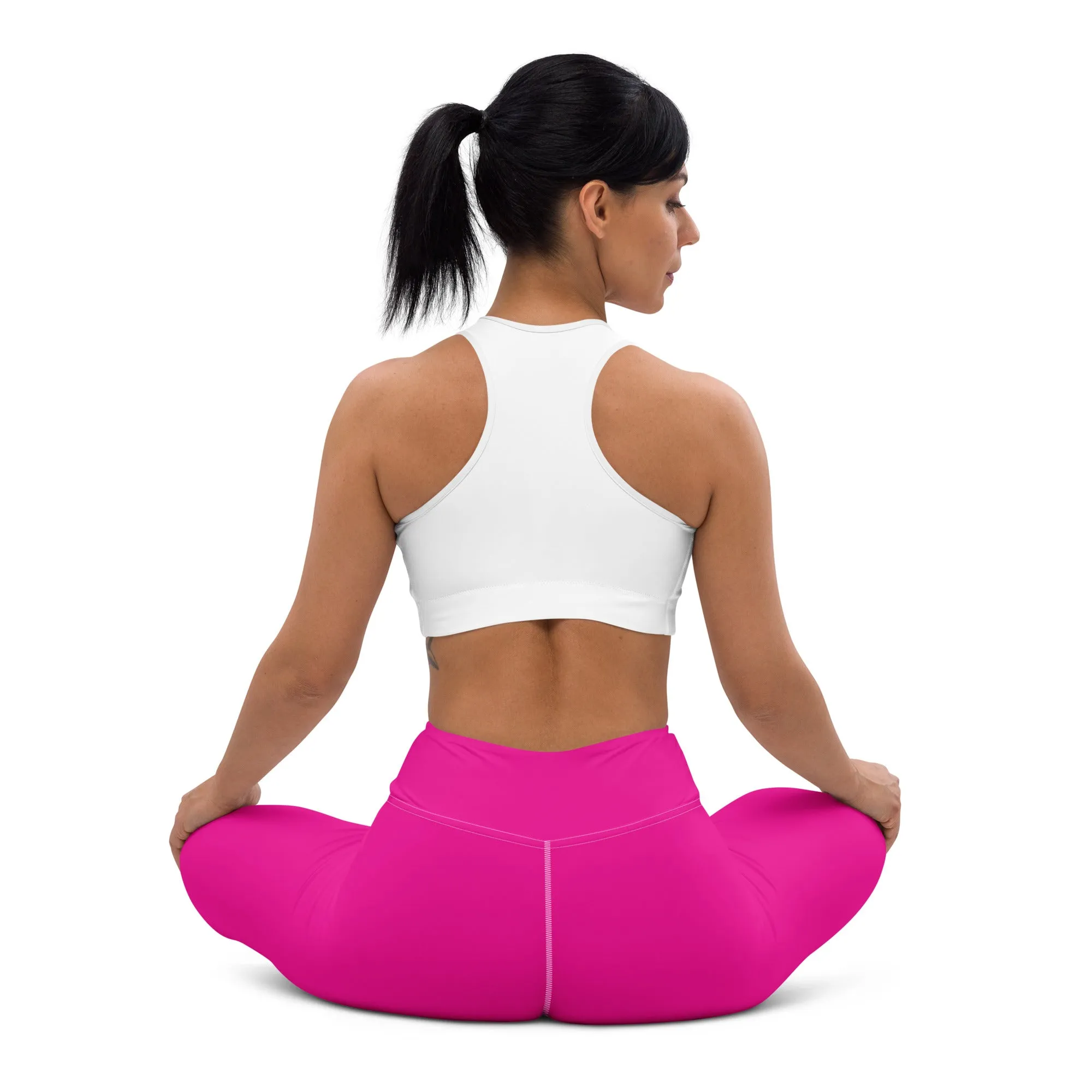 Versatile Style: Women's Solid Color Workout Yoga Pants - Hollywood Cerise