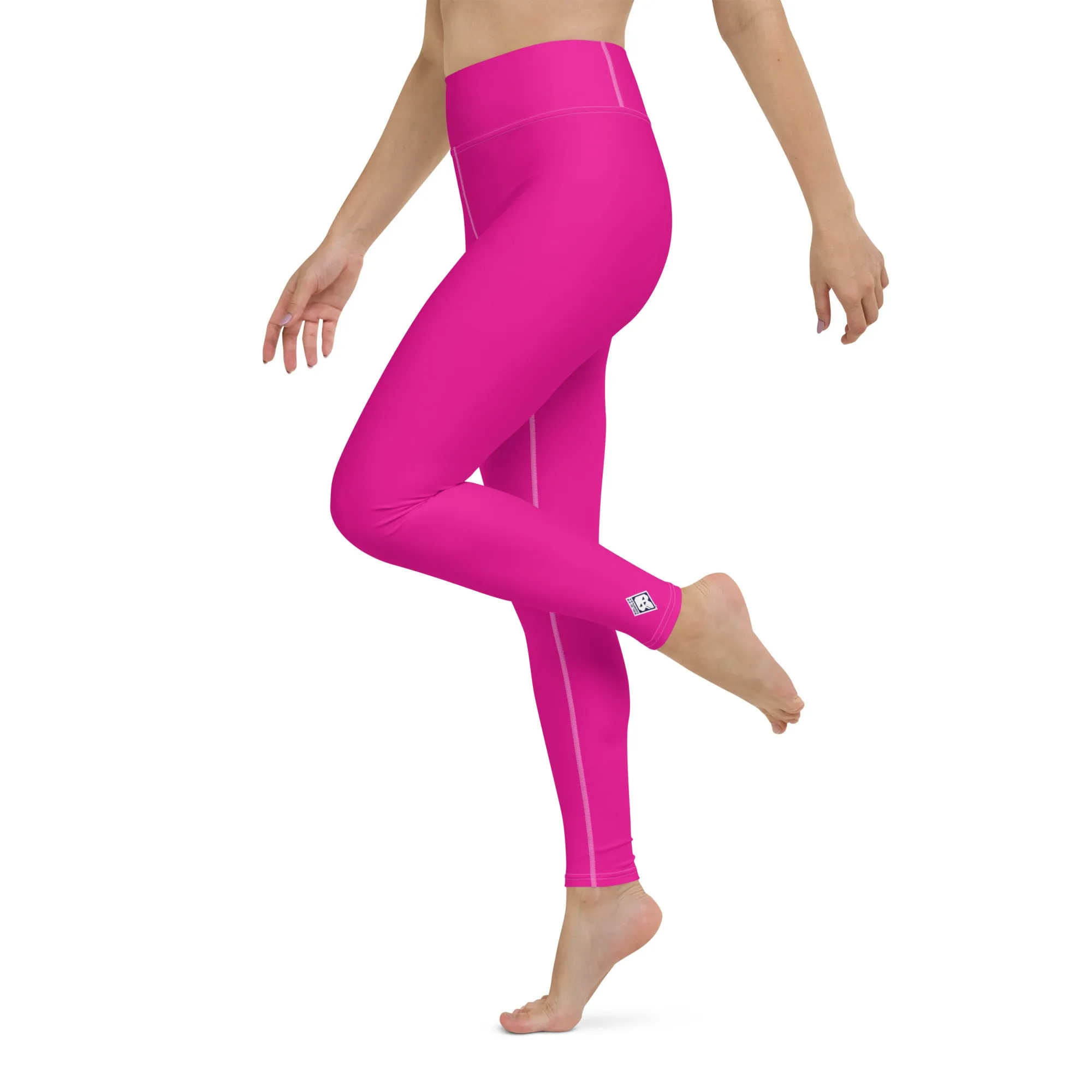 Versatile Style: Women's Solid Color Workout Yoga Pants - Hollywood Cerise