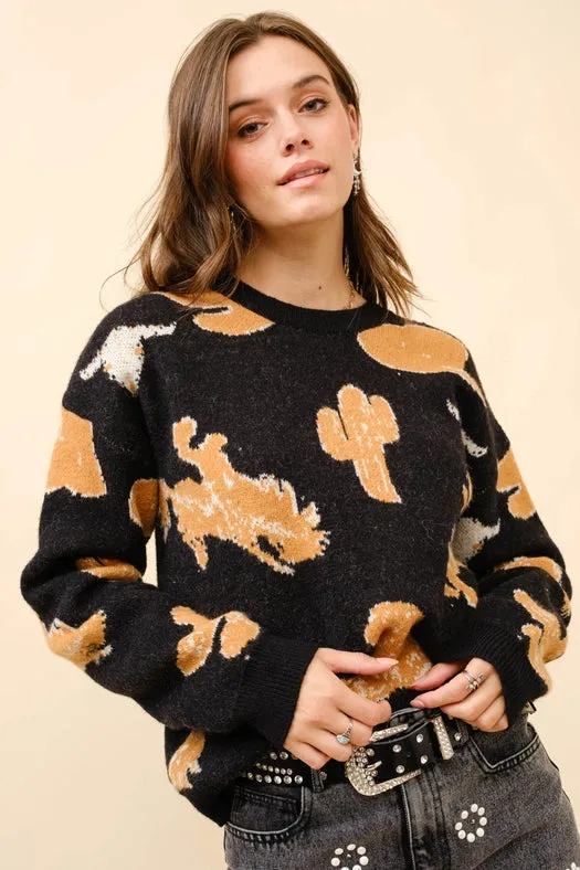 Western Motif Sweater Pullover