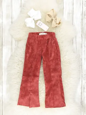 Wine Suede Bell Bottoms