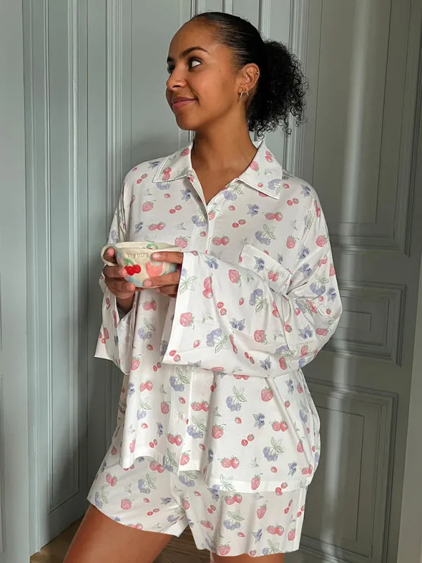 Women Collared Pajama Set for Casual Chic